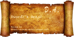 Dvorák Antal névjegykártya